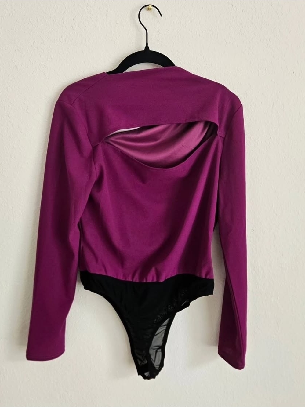 Magenta Long-Sleeve Bodysuit with Back Cutout